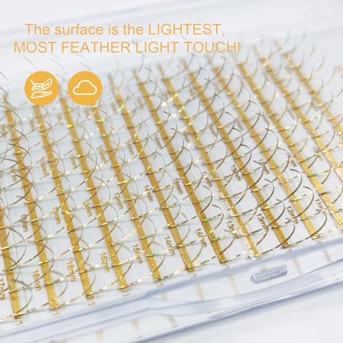 Holographic Lash Tinsel, Colored Lash Extensions CC Curl 9-18mm Mixed Lash Trays (Gold, Spike)