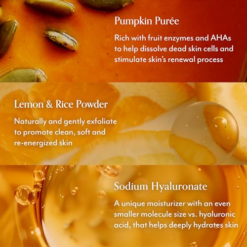 Bliss Pumpkin Powerhouse & Resurfacing Enzyme Mask - 10% AHA Pumpkin Blend with Prebiotics and Hyaluronic Acid for Smooth, Glowing Skin - Vegan, Clean, Cruelty-Free (1.7 Oz)