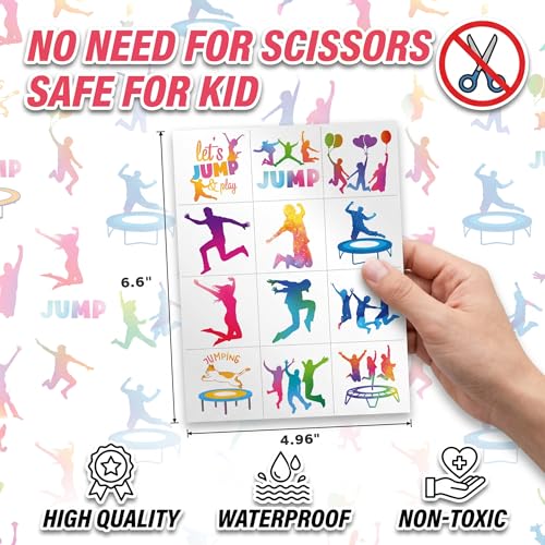 96 PCS Trampoline Temporary Tattoos for Kids Birthday Party