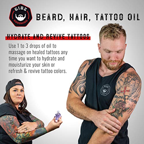 GIBS Signatur Series Skull Hair & Tattoo Oil (Skull Jars) - Softens & Strengthens Beard Growth, Moisturizes Skin