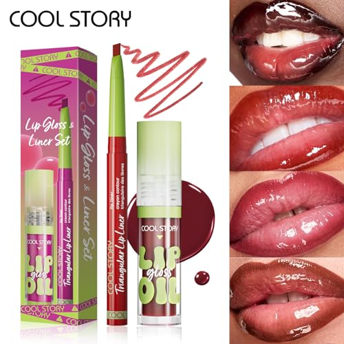 Lip Gloss and Liner Set, 2-Piece Combo with Ultra Glossy Finish (Set-5)