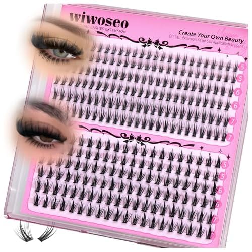 wiwoseo Spiky Bottom Lash Clusters with Bottom Lashes Clusters Wispy Lash Clusters Eyelash Clusters Eyelash Extensions Under Cluster Lashes Natural Individual Lashes Bottom Lash Extensions (240pcs)
