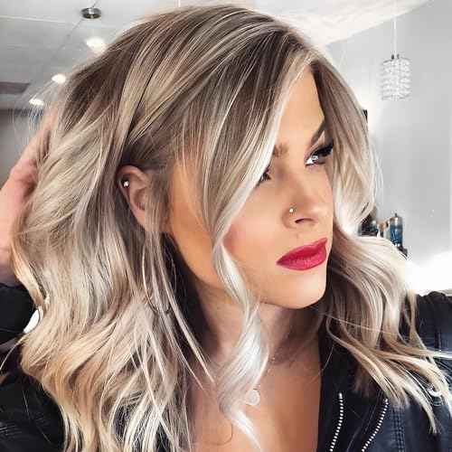 Short Ash Blonde Wigs Highlight Platinum Color Ombre Silver Hair Bob Style 13x4 Lace Front Wig 14Inch Pre Plucked for Women Girls
