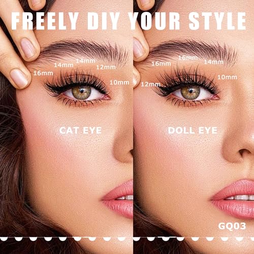GAQQI Lash Clusters, Eyelash Clusters 120PCS C Curl Individual Lashes, Wispy Cluster Eyelash Extension 10-16mm Mixed Length, Natural Looking Cluster Lashes £¨GQ03, C Curl, 10-16mm)