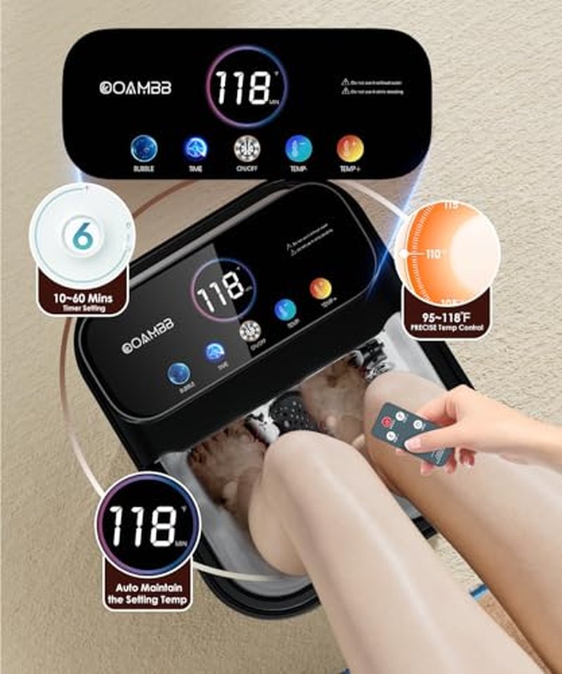 OOAMBB Collapsible Foot Spa Massager with Heat & Remote Control