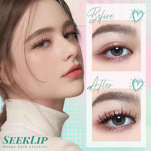 SeekLip Lash Clusters Manga Eyelash Clusters C Curl Spiky Natural Cluster Eyelashes 120PCS Anime Natural Look Cluster Eyelash Extensions for DIY at Home (Pulse C-10-14Mix)