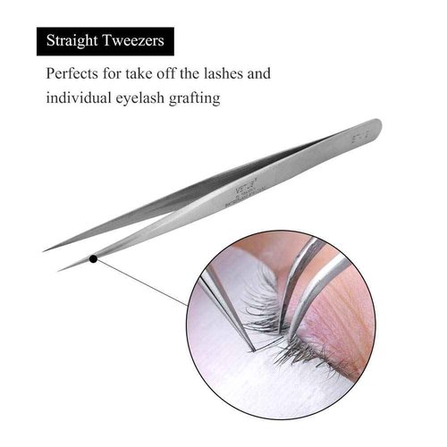 LASHVIEW Lash Tweezer, Vetus Straight Pointed Eyelash Tweezers for Profissional Grafting Eyelash Extension, Stainless Steel Needle Nose Tweezers for Lash Extension Stickers Precision Electronics, ST12