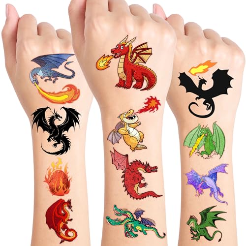 96 Pcs Dragon Temporary Tattoos for Kids Party Favors