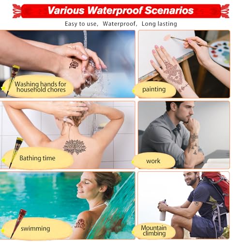 Temporary Tattoo Kit with 7 Inks & 12 Stencils