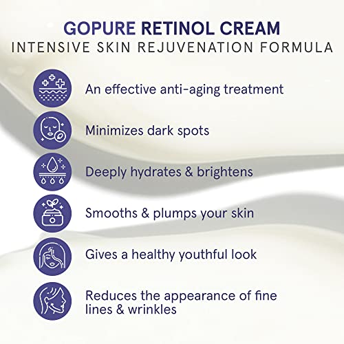 goPure Retinol Face Cream - Night Cream Anti Wrinkle & Face Moisturizer For Women - Retinol Cream for a Youthful-Looking Glow, 1.7oz.