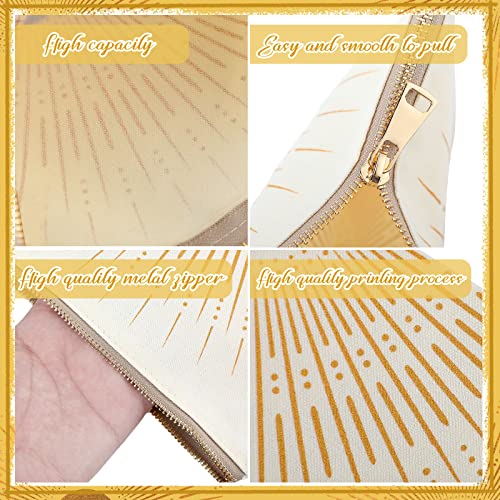 Pinkunn 10 Pcs Sunshine Ray Makeup Bag Organizer Mother's Day Boho Cosmetic Bag Cute Makeup Pouch Zipper Make up Small Cosmetic Pouch for Travel Accessory for Women Girls Travel