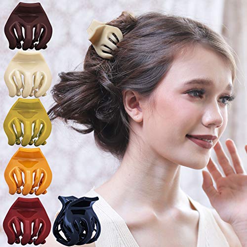 RC ROCHE ORNAMENT 6 Pcs Womens Octopus Claws Jaw Pumpkin Hair Clips Interlocking Teeth Strong Hold No Slip Grip French Clutcher Clamp Classic Beauty Fashion Accessory, Medium Classic Multicolor