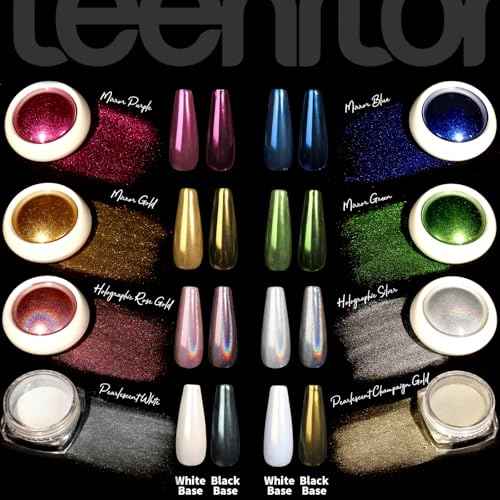 Teenitor Chrome Nail Powder With 3D Gel, Gold and White Pearl Finish - Nail Art Tools and Supplies