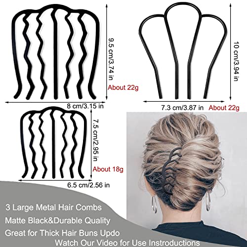 7 Pcs Metal Hair Side Combs for Bun & Updo Hairstyles