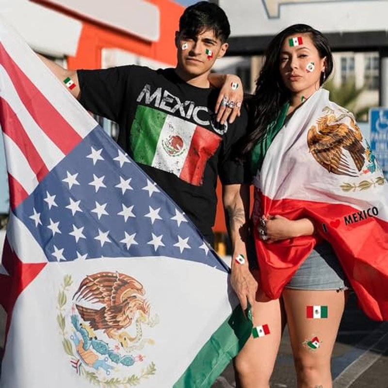 24 Sheets Mexican Flag Temporary Tattoos for Sports & Independence Day