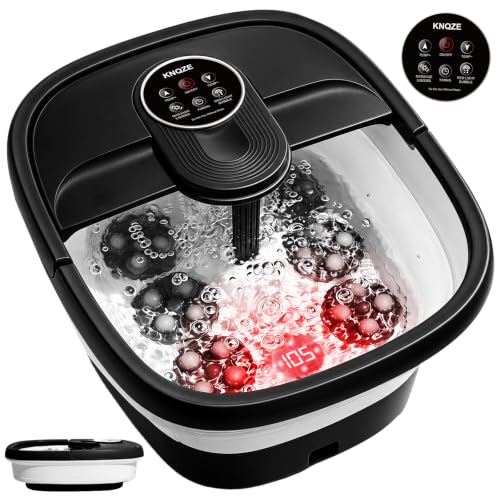 KNQZE Collapsible Foot Spa with Heat, Remote, Red Light Pro Black