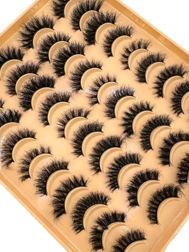 3D Faux Mink False Eyelashes 20 Pairs - Cat Eye, Wispy & Striped