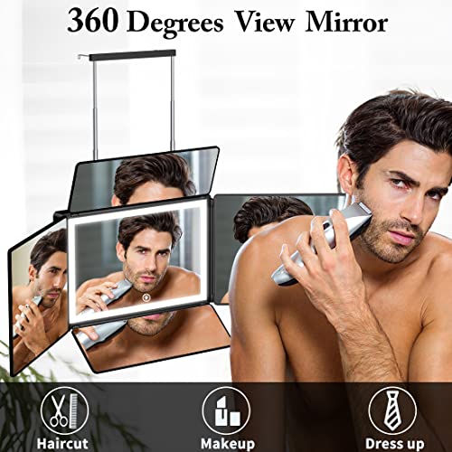 5-Way Mirror with LED Light | 360° Barber & Makeup Mirror
