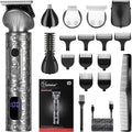 Hatteker Beard Trimmer Kit for Men Professional Hair Clipper T-Blade Beard Hair Shaver Nose Trimmer Hair Cutting Kit Body Grooming Kit Cordless 6 in 1