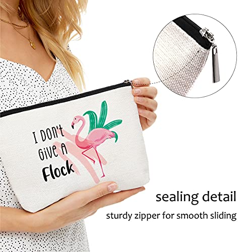 Blue Leaves Flamingo Makeup Bag – Waterproof Cosmetic Pouch