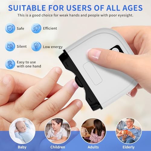 2026 Upgraded 3-in-1 Electric Nail Clipper, Smart Nail Clipper for Seniors with Polishing & 3 Speeds, Automatic Cutter with LED Light and Nail Clipping Collection Box for Seniors/Adults/Baby