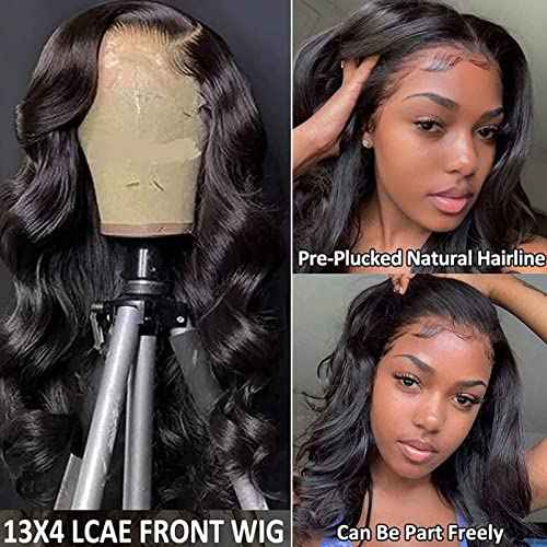13x4 Body Wave Lace Front Wigs Human Hair Wigs for Black Women 24 Inch Pre Plucked Bleached Knots with Baby Hair 150% Density 10A Unprocessed Virgin Human Hair Wigs Natural Color Body Wave Wigs