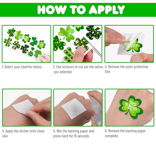 86 PCS Lucky Shamrock Temporary Tattoos - Saint Patrick's Day Party Favors