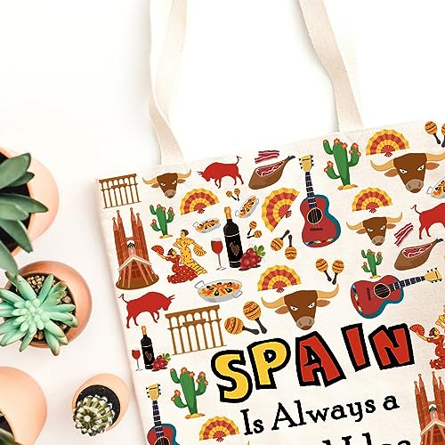 WCGXKO Spain Lover Gift Trip To Spain Gift Spain Is Always A Good Idea Zipper Pouch Cosmetic Bag (SPAIN tote)