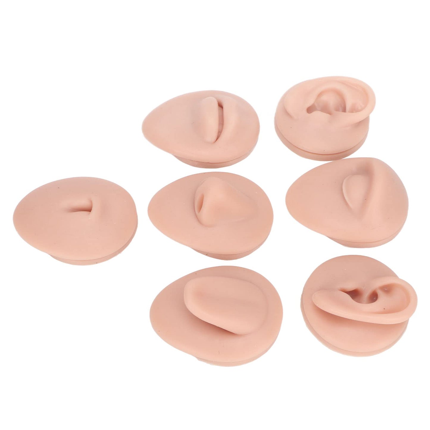 Soft Silicone Flexible Model Body Part Displays Set, Silicone Tongue Mouth Navel Ear Model for Piercing Practice and Jewelry Display Acupuncture Teaching Tool, Education (Medium