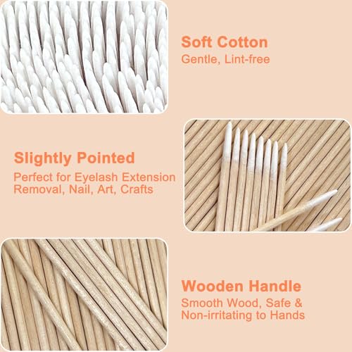 Meanhoo 1000 Pcs Double Pointed Cotton Swabs for Nails & Beauty, 4 Inch Lint-Free, Microblading & Makeup Tips