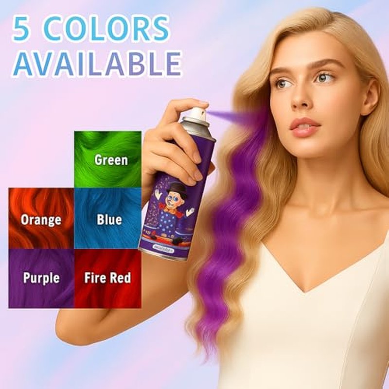 5-Color Temporary Hair Spray Set - Washable & Non-Toxic