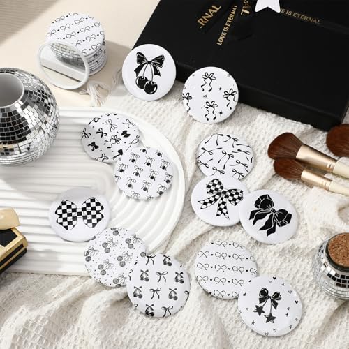 36 Pcs Coquette Aesthetic Compact Mirror Bulk Black Bow Party Favors Portable Travel Makeup Pocket Purse Mirror for Women Wedding Bridal Shower Quinceanera Party Favor