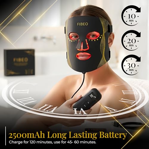 FIBEO LED Red & Near-Infrared Light Therapy Mask for Skin, 3 Modes, 324 LEDs