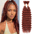AuokMar Reddish Brown Human Braiding Hair Deep Wave 12-34 Inch 110g Extensions