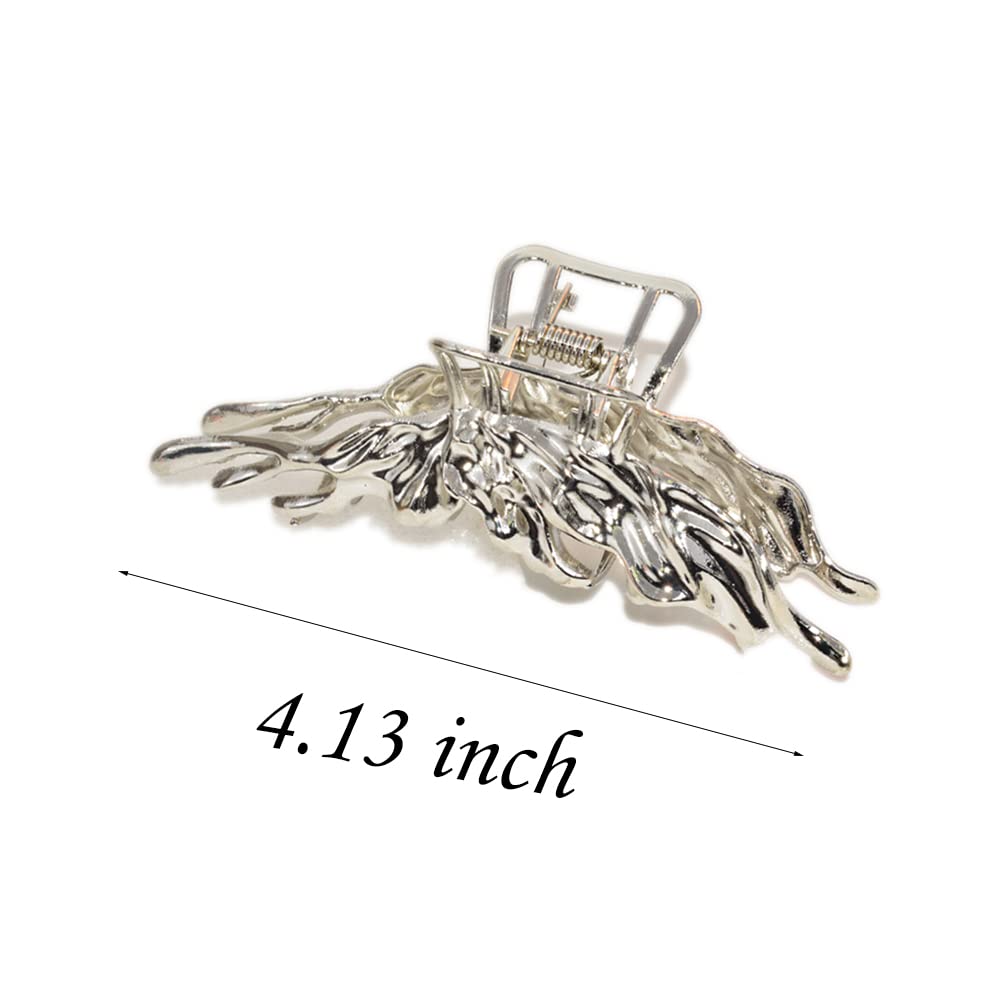 2 Pcs Large Metal Hair Claw Clips - Personality Nonslip Silver Hair Clamps,Perfect Jaw Hair Clamps For Women And Thinner-Thick Hair Styling-Strong Hold Hair-Fashion Hair Accessories (style3)