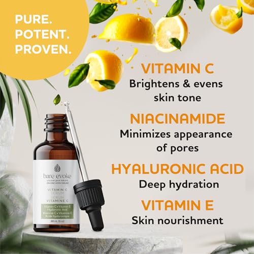 Vitamin C Serum with Hyaluronic Acid, Niacinamide & Natural Extracts ? Hydrating & Brightening Face Serum ? Helps reduce the Look of Dark Spots, Dullness & Pores ? For All Skin Types