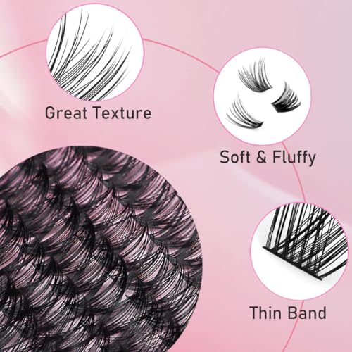 Lashes Extension Kit 640pcs False Eyelashes Clusters 30D+40D+50D, DIY Individual Lash Kit 8-18mm with Eyelash Tools Set