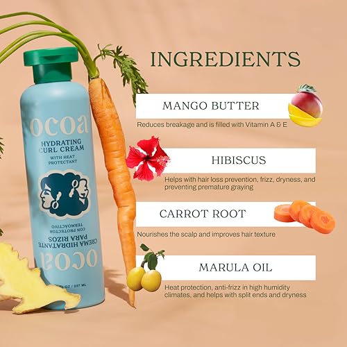 OCOA Hydrating Curl Cream with Hibiscus & Mango Butter - 8oz