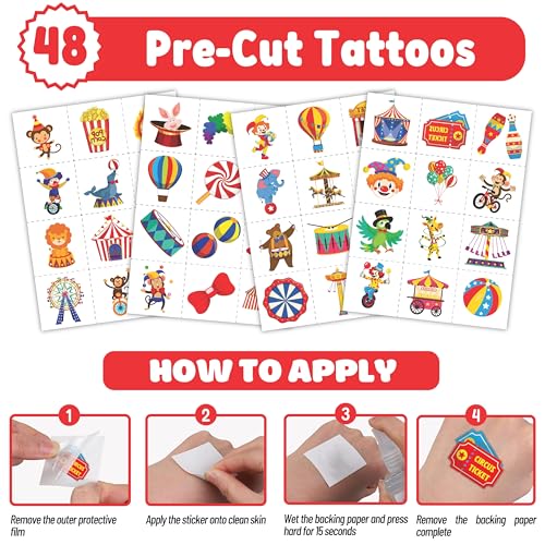 Carnival Party Favors Set - 72 Pieces Slap Bracelets & Temporary Tattoos