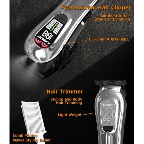 Hair Clippers for Men, Professional Clippers and Trimmers Set, Cordless Clippers for Hair Cutting, Beard Trimmer, Barber Clippers, Rechargeable Electric Shaver