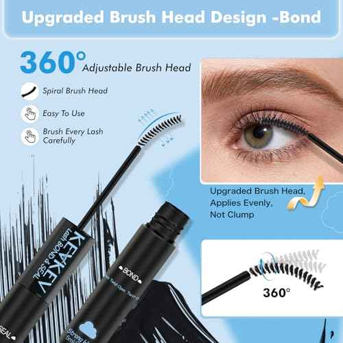 KEVKEV Lash Cluster Glue, Bond And Seal Lash Glue, 2 in 1 Waterproof Lash Bond & Seal for Clusters Strong Hold 72H+ Oilproof Latex-Free Easy To Apply (10ml, Black)