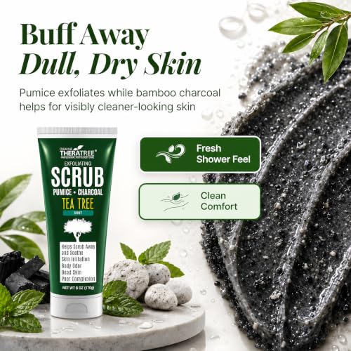 Tea Tree Oil Charcoal Body Scrub with Peppermint - 6 oz
