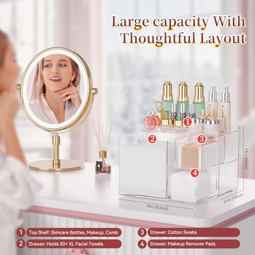 Clear Acrylic Facial Towel Organizer with 3 Drawers