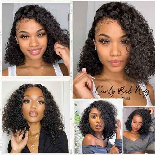 SODLIS Wear and Go Glueless Bob Wig Human Hair Upgraded 13x4 Curly Lace Front Wigs Human Hair Pre Plucked Pre Cut Glueless Bob Wigs For Black Women Human Hair No Glue 150% Density£¨14 Inch£©