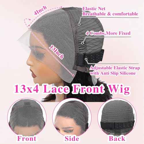 13x4 Lace Front Wigs Human Hair Pre Plucked 30 Inch Body Wave HD Lace Front Wigs Natural Color 180% Density Glueless Wig 100% Virgin Human Hair with Baby Hair for Women