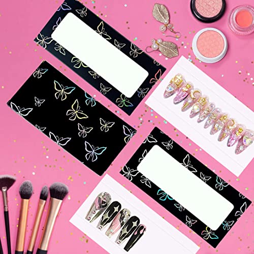 35 Press On Nails Packaging Boxes with Butterfly Design & Tape