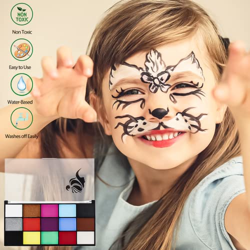 Face Painting Kit - 15 Colors, 10 Brushes & 41 Stencils