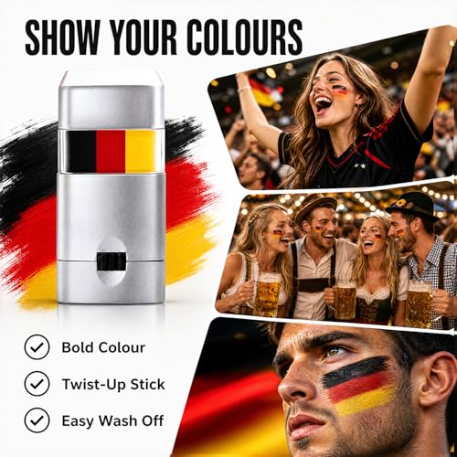 Black Red Yellow Face Paint Stick - Sports Makeup for Football & Baseball