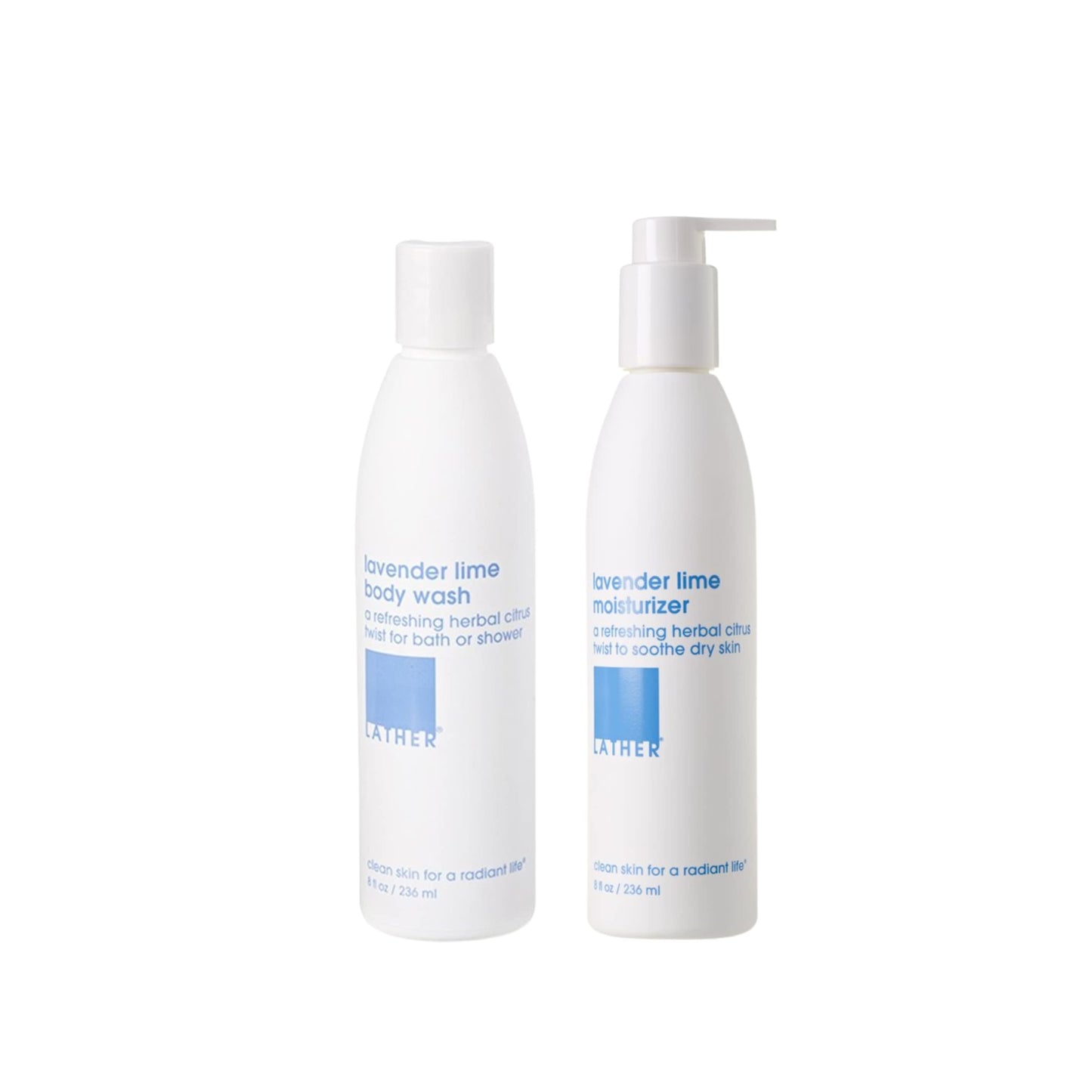 LATHER Lavender Lime Body Wash + Lavender Lime Moisturizer | Aromatherapy Skin Care with Essential Oils