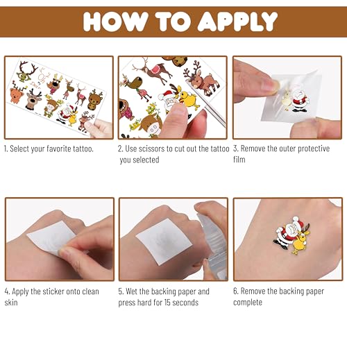 100 PCS Cute Reindeer Temporary Tattoos for Kids